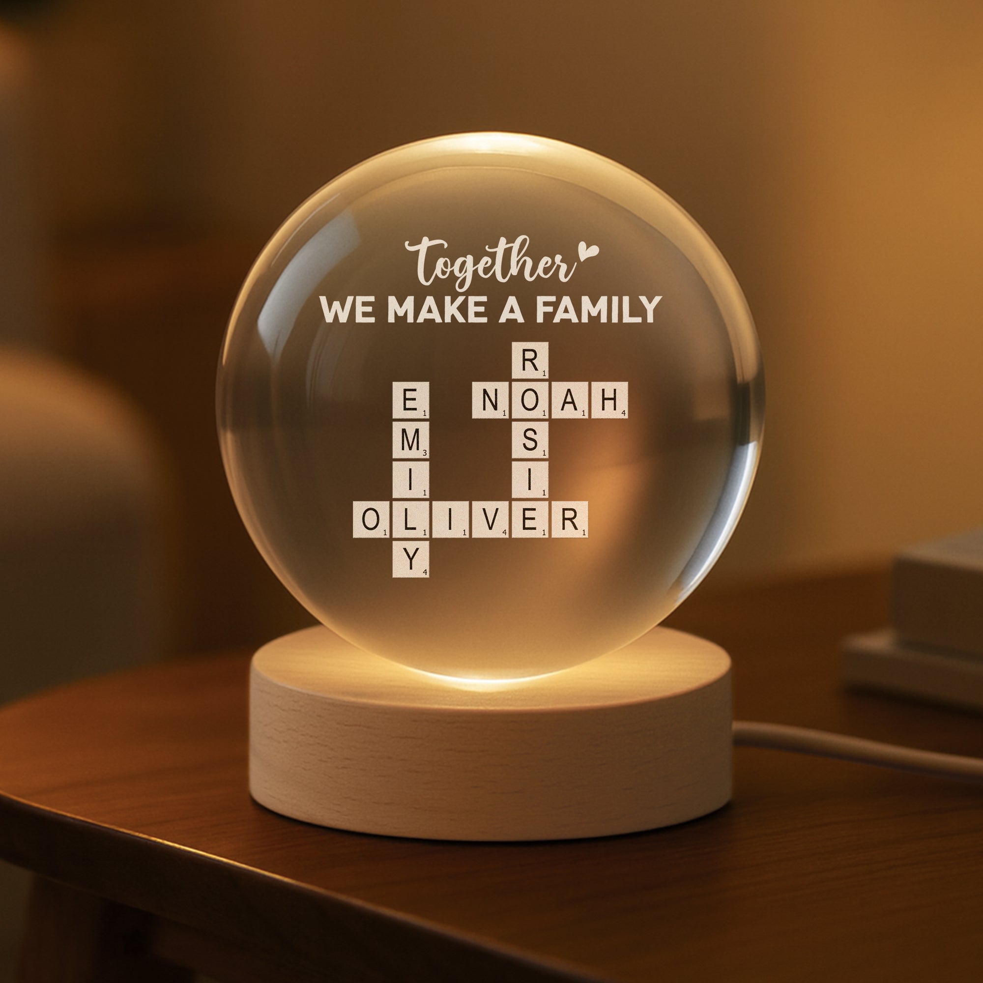 3221LUS2 crossword puzzle art crystal ball lamp personalized family gifts 3221l6f5i