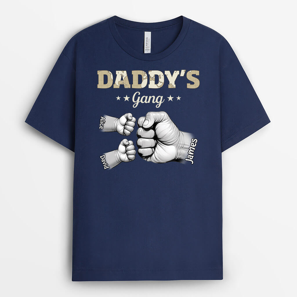 3231AUK2 grandads gang fist bump grandad with kids  personalised t shirt for grandad