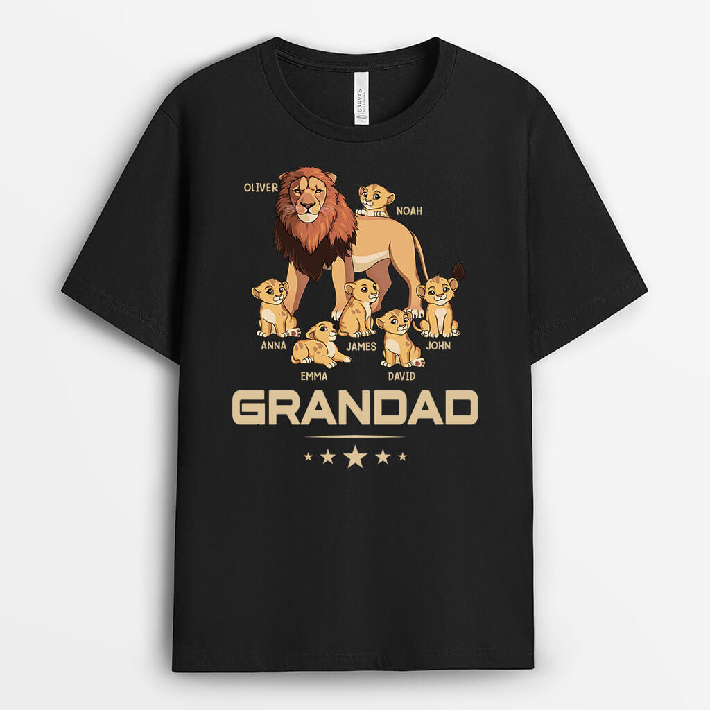 3232AUK1 grandad and grandkid lions t shirt  personalised gifts for grandad uk