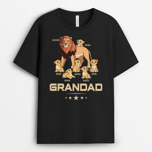 3232AUK1 grandad and grandkid lions t shirt  personalised gifts for grandad uk