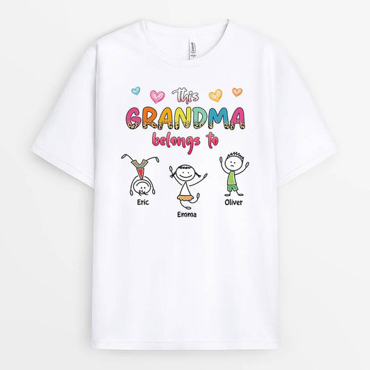 3242AUK1 colourful this grandma belongs to t shirt  personalised gifts for grandma