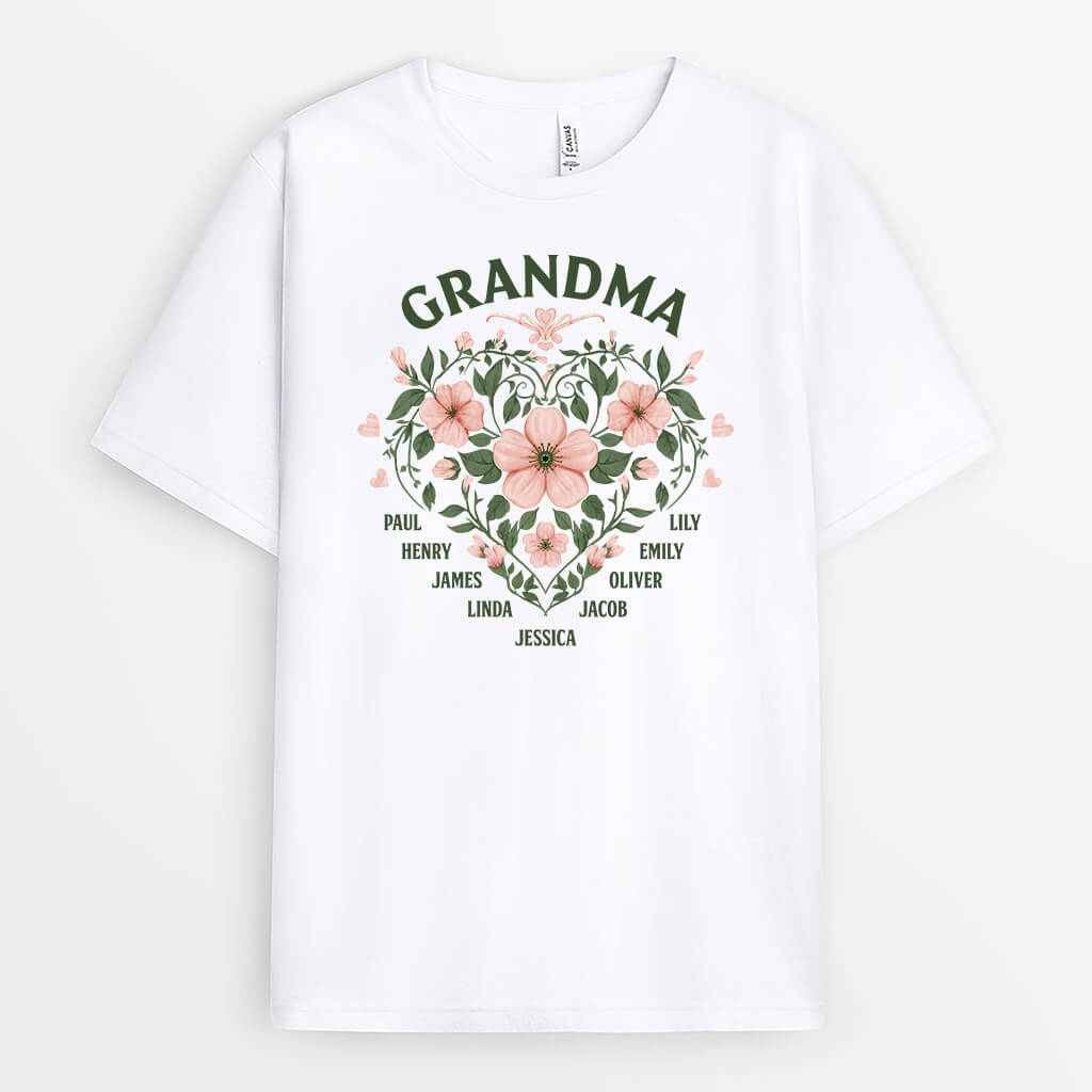 3256AUK1 grandma vintage flowers t shirt  personalised gifts for grandma