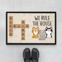 3259DUK1 we rule the house doormat  personalised gifts for cat owners