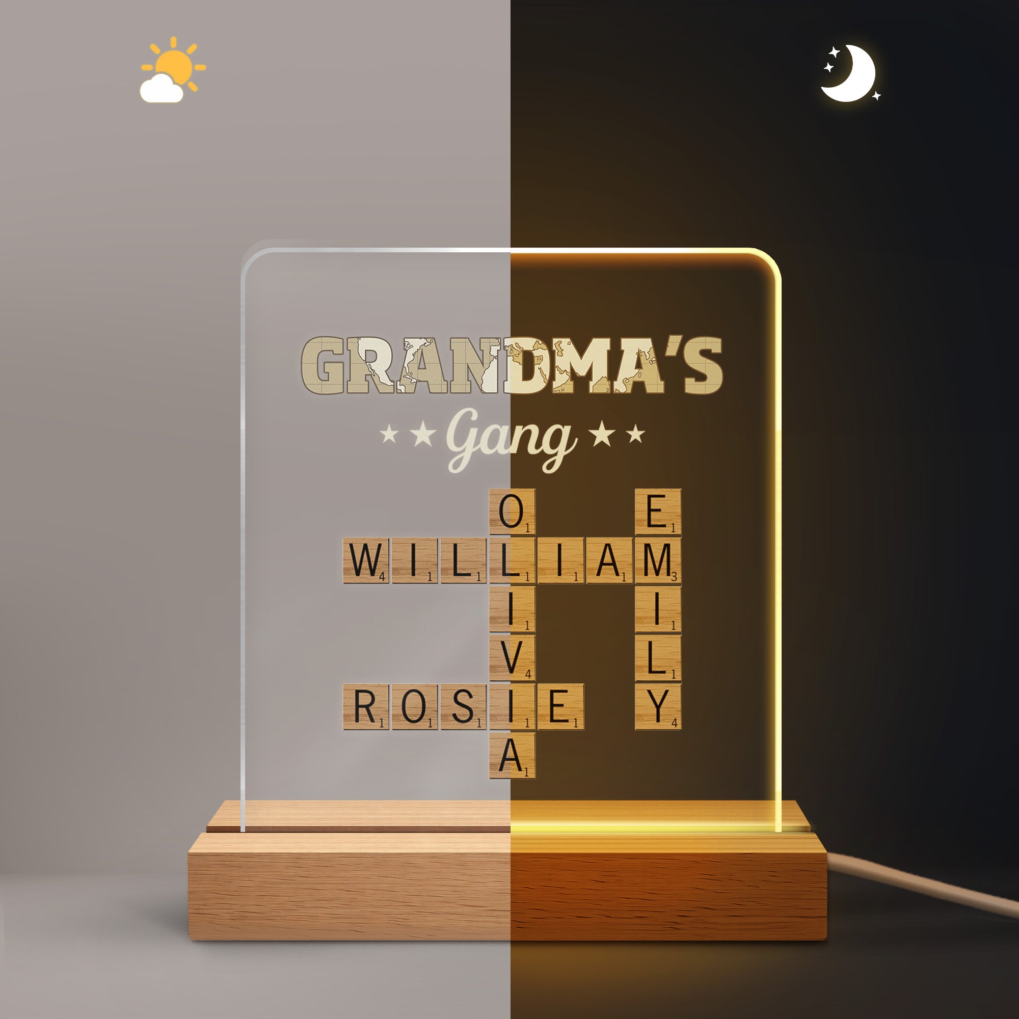 3261LUK5 personalised crossword puzzle night light for grandadgrannymumdad 3261l8l5b