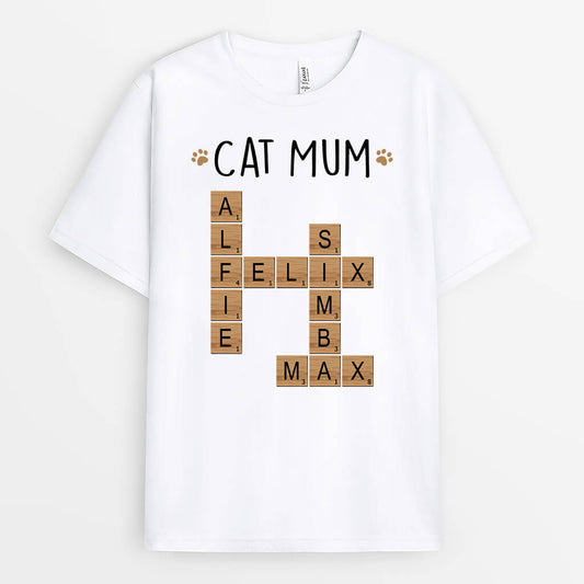 3266AUK1 puzzle cat mum cat dad t shirt  personalised gifts for cat lovers