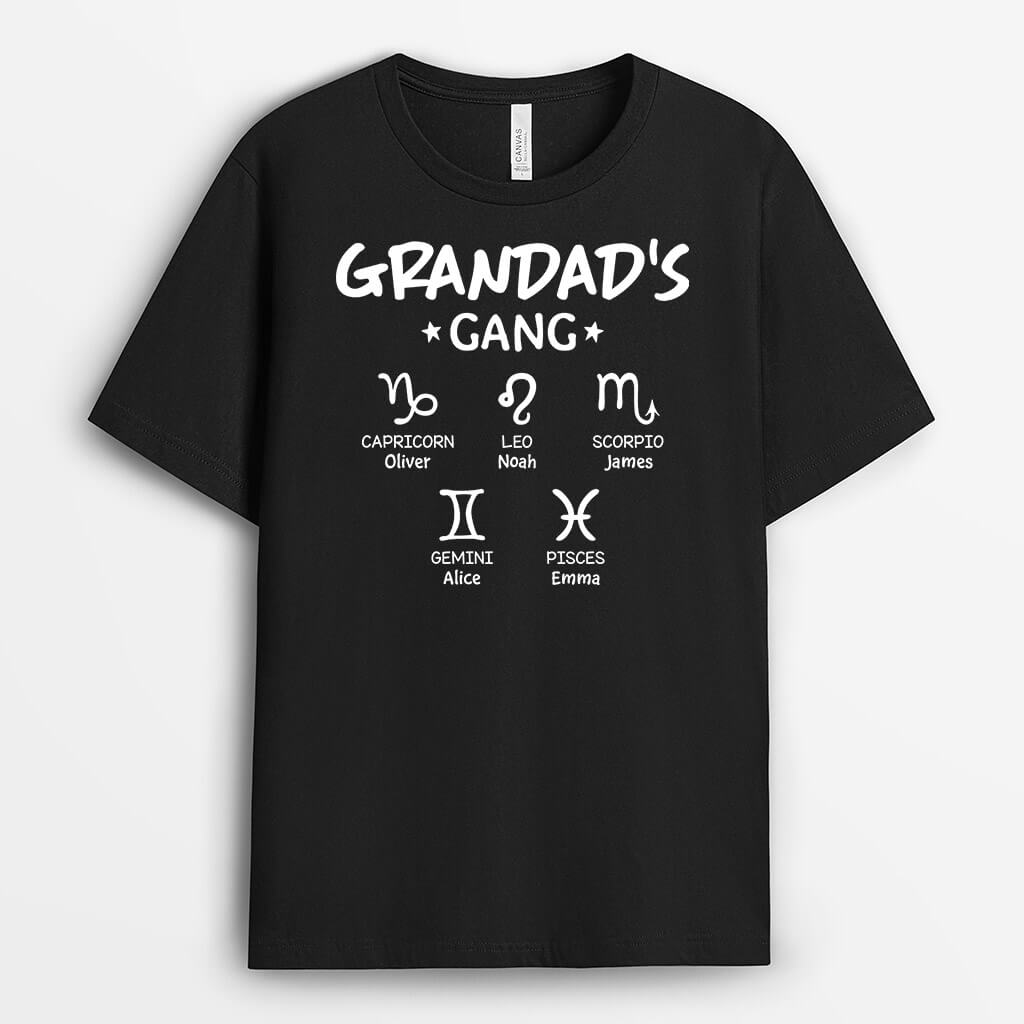 3268AUK1 zodiac grandads gang t shirt  personalised gifts for grandad