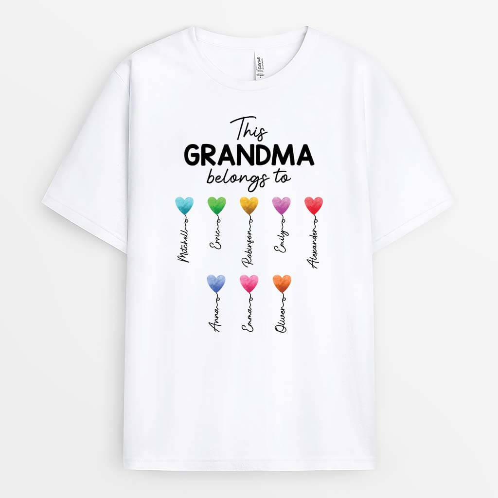 3280AUK1 hearts this grandma belongs to t shirt  personalised gifts for grandma