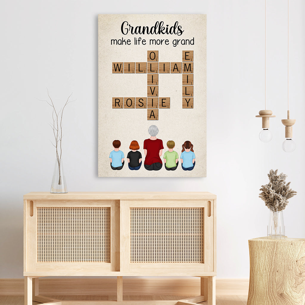 3289CUS1 grandkids make life more grand canvas personalised gift ideas for grandma