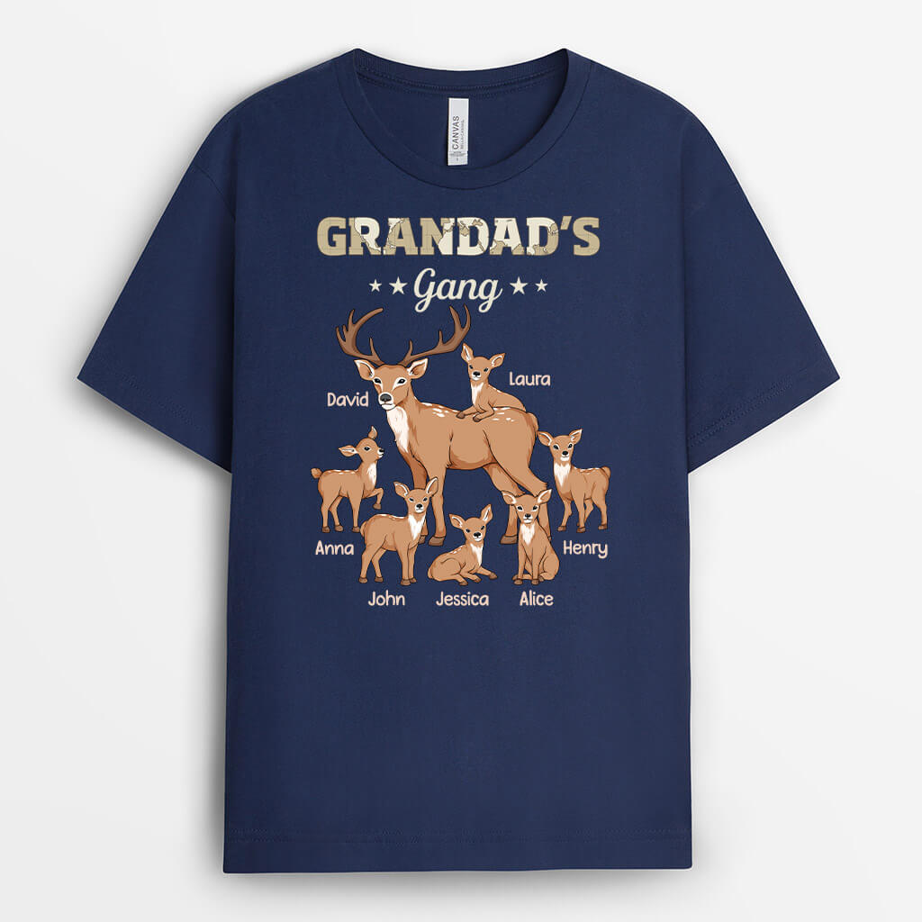 3293AUK1 deer grandpas gang t shirt  personalised gifts for grandpa