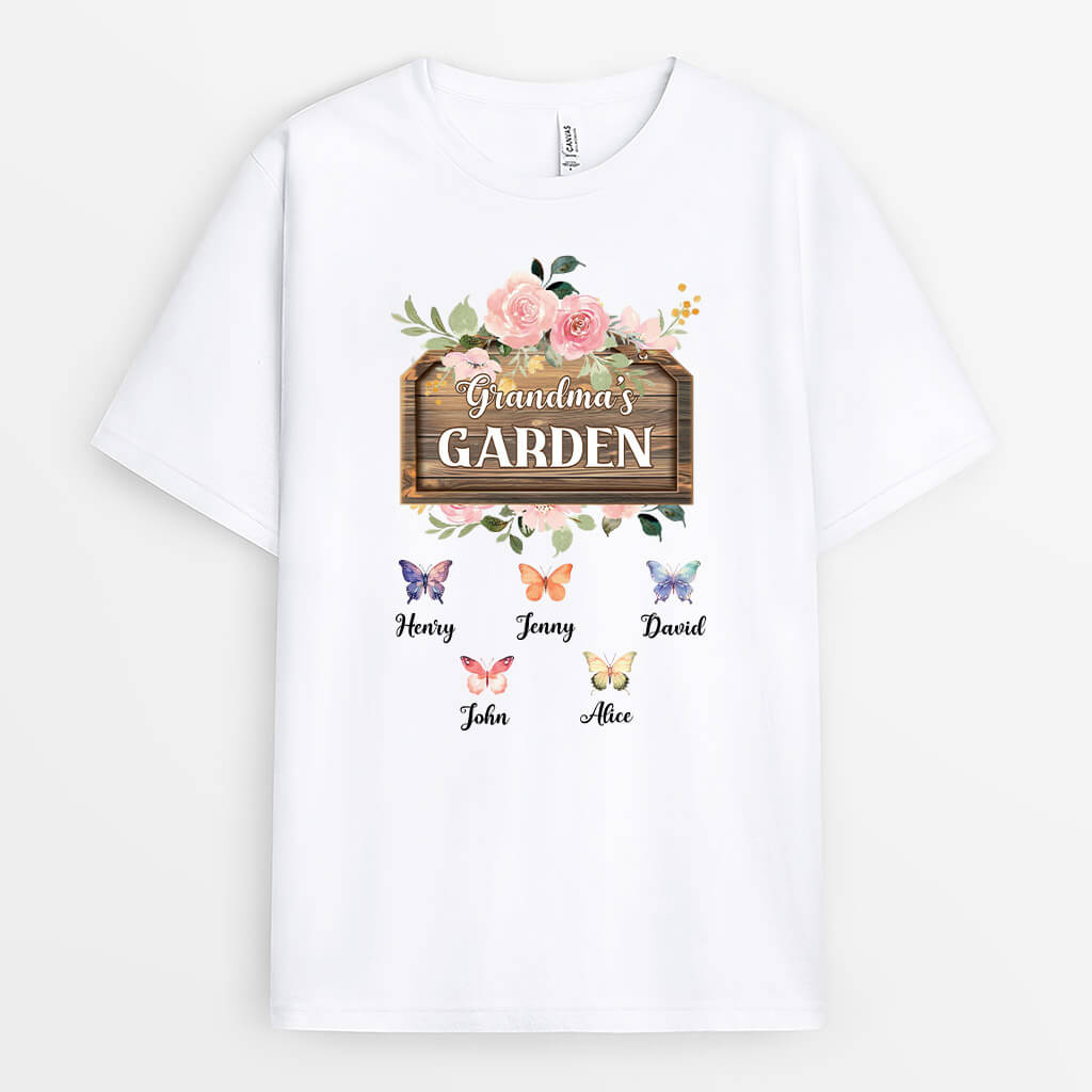 3295AUK1 grandmas garden t shirt  personalised gifts for grandma