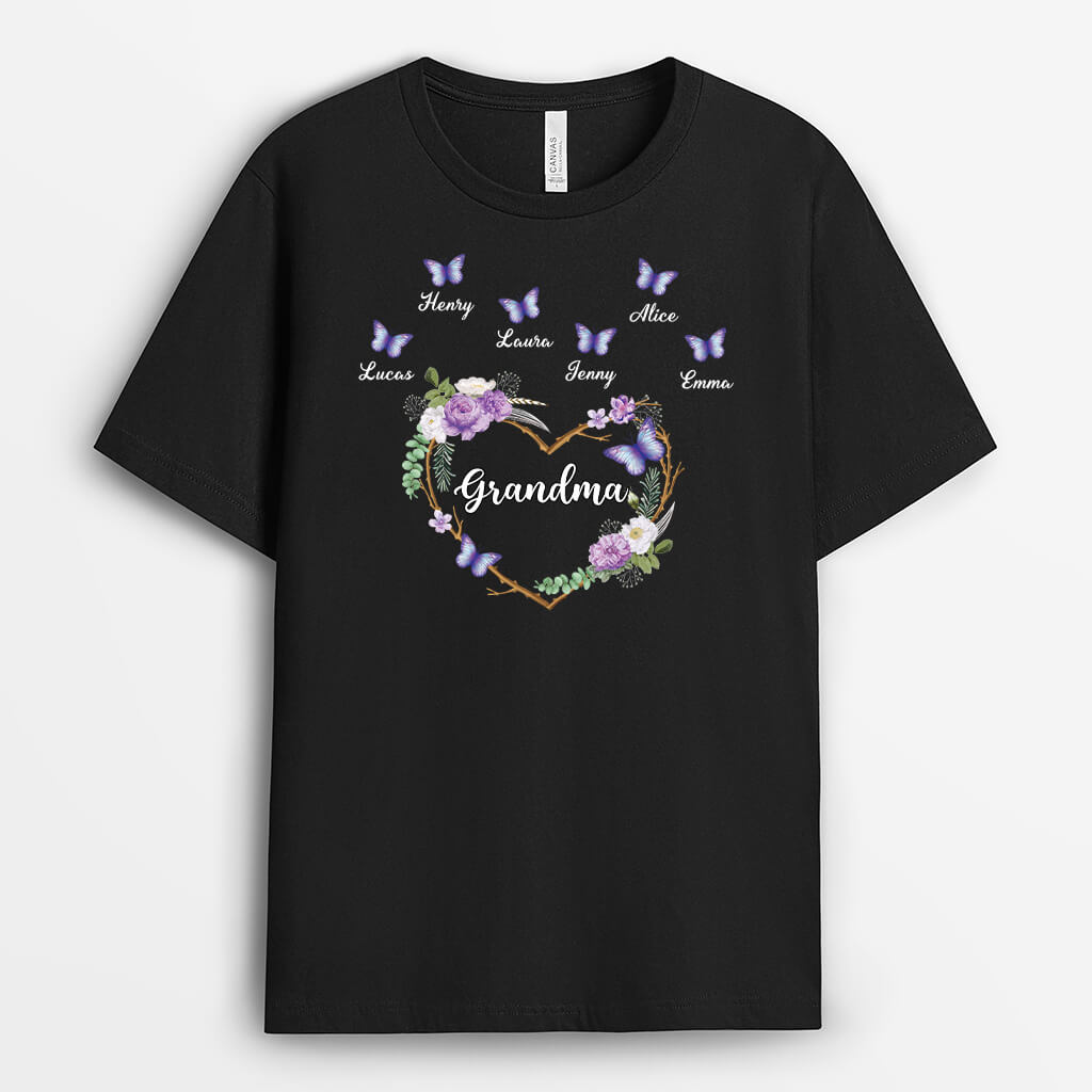 3298AUK1 grandma butterflies t shirt  personalised gifts for grandma