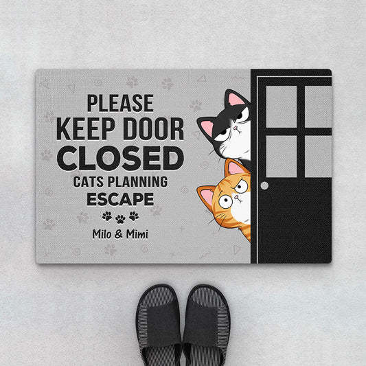 3308DUK1 please keep door closed doormat  personalised gifts for cat lovers