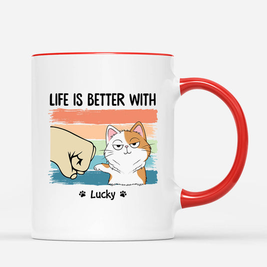 3314MUK2 personalised life is better with cat mug  funny gifts for cat lovers