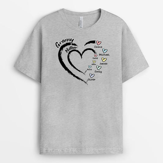 3319AUK2 personalised grandma mummy heart design t shirt  personalised gift for grandma and mum