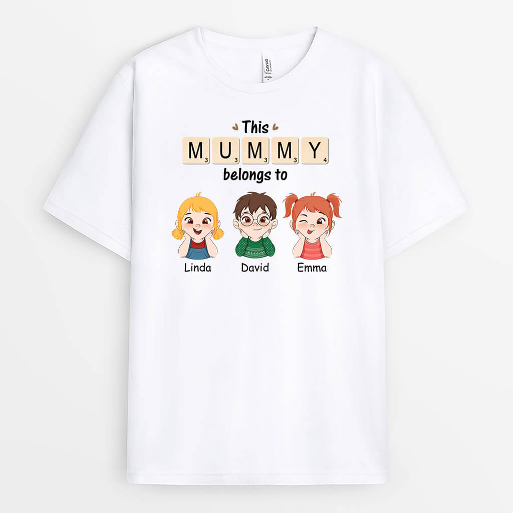 3320AUK1 this grandma mummy belongs to puzzle t shirt  personalised gifts for grandma mummy