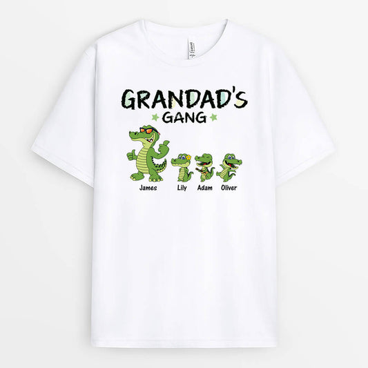 3321AUK1 personalised cool grandads gang crocodile t shirt pastel design for grandad dad personalised gifts for dads and grandads