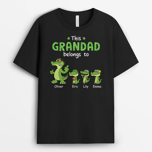 3339AUK1 this grandad belongs to crocodiles t shirt  personalised gifts for grandad