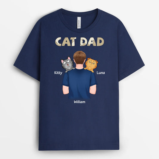 3341AUK2 personalised cat dad hugs cats t shirt  personalised gifts for cat lovers