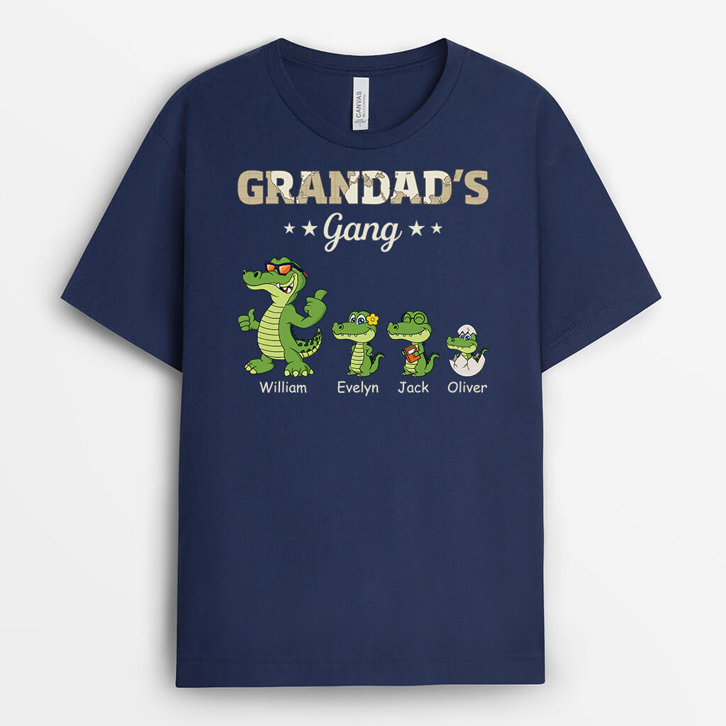 3345AUK1 personalised grandads gang crocodile grandad grandkids  personalised t shirt for grandad