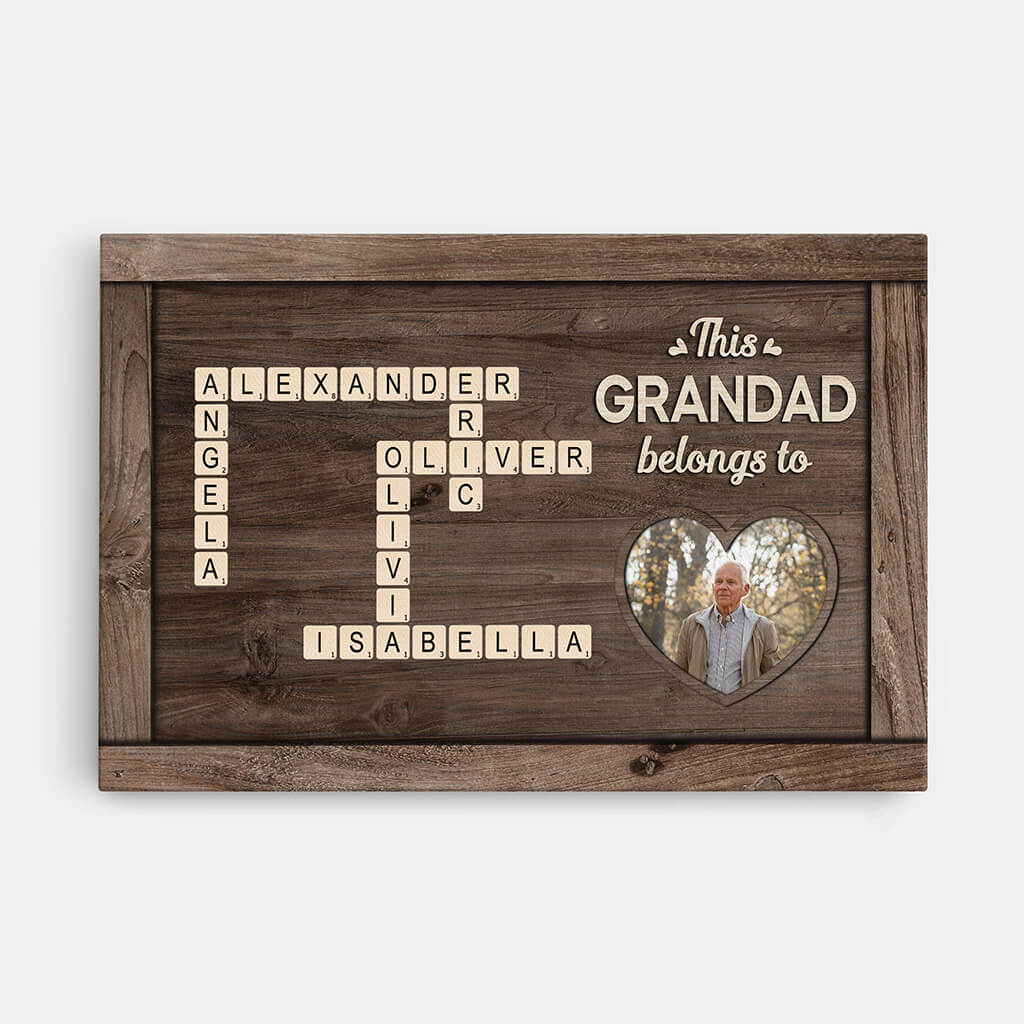 3348CUK1 personalised this grandad belongs to crossword grandkids name canvas  personalised gifts for grandad