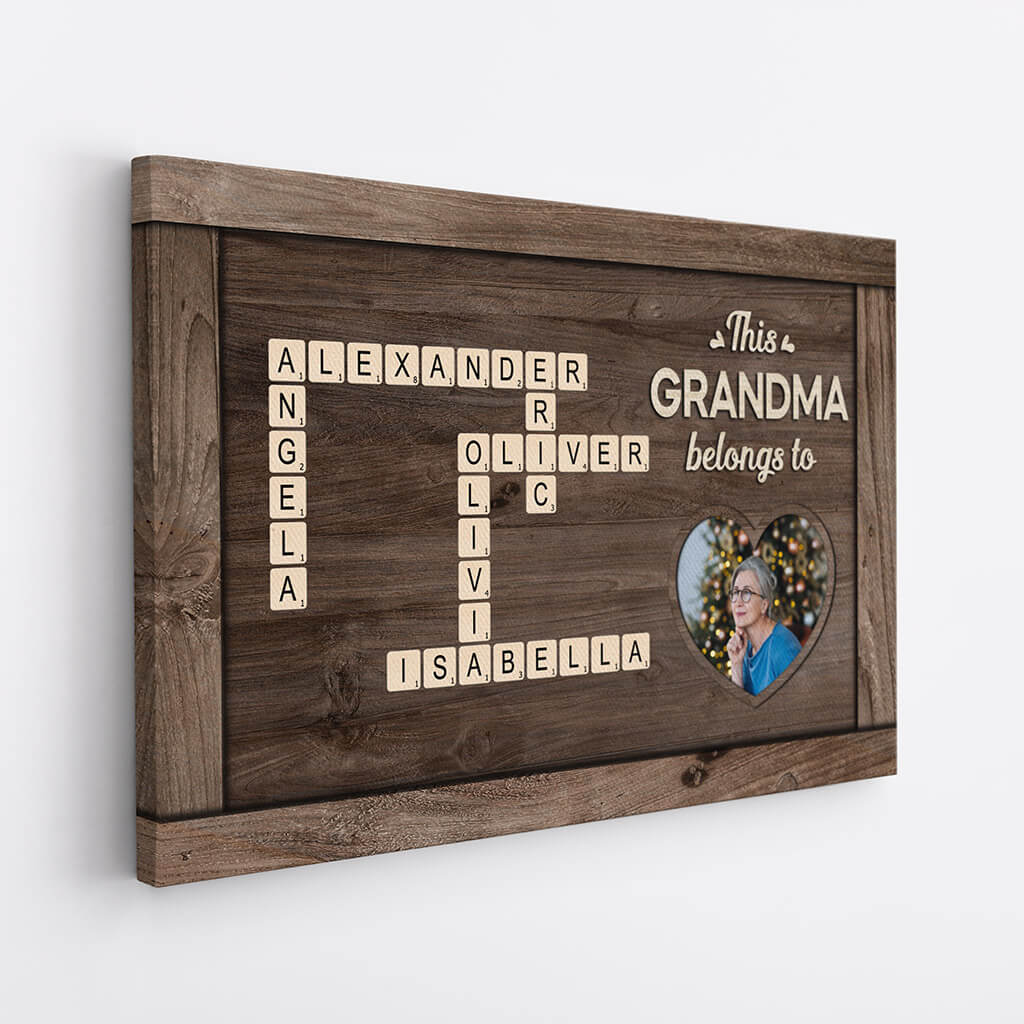 3348CUK2 personalised this grandad belongs to crossword grandkids name canvas  personalised gifts for grandad