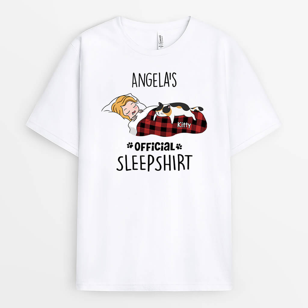 3349AUK1 personalised official sleepshirt with cats  personalised gift for cat lovers funny gift for her