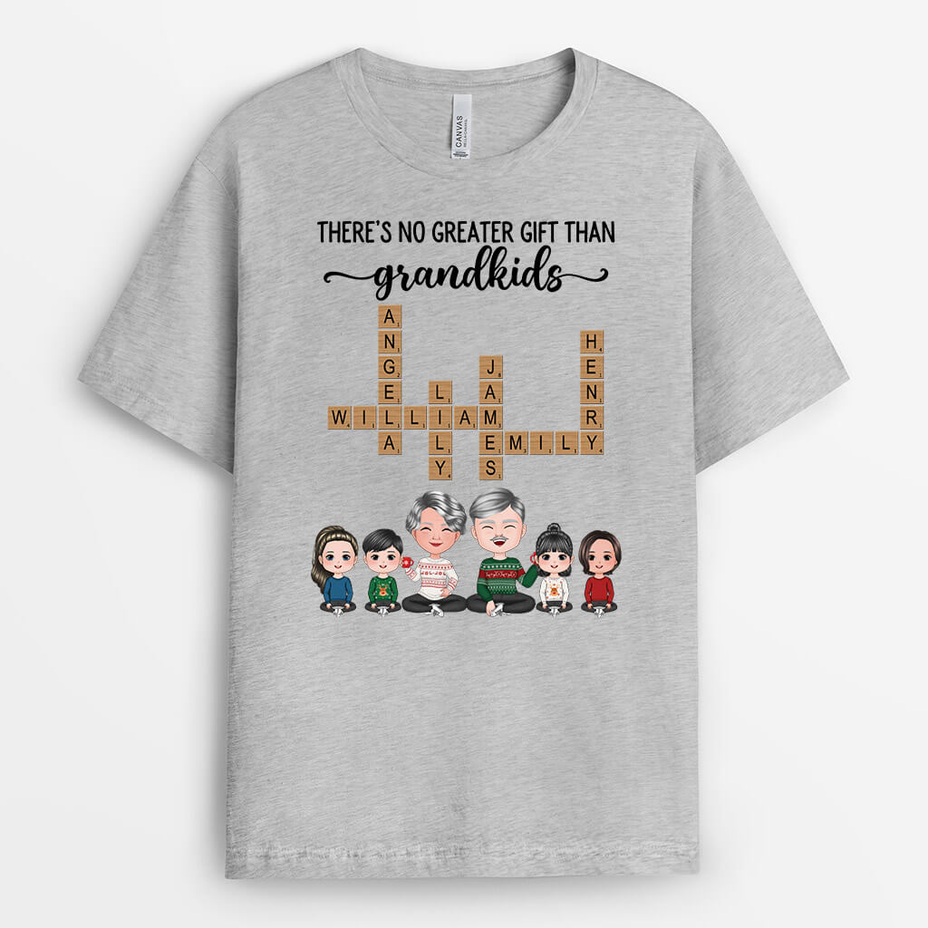 3362AUK1 theres no greater gift than grandkids t shirt  personalised gifts for grandparents