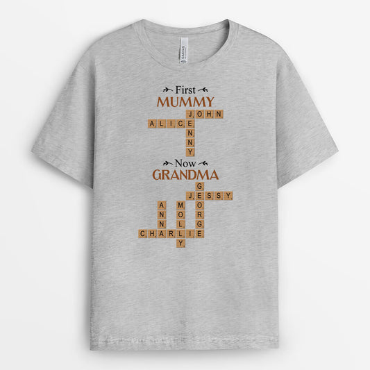 3377AUK2 first daddy now grandad crossword t shirt  personalised gifts for your grandad