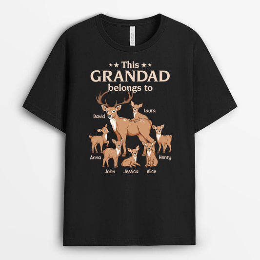 3383AUK1 this deer grandad belongs to  personalised t shirt for grandad