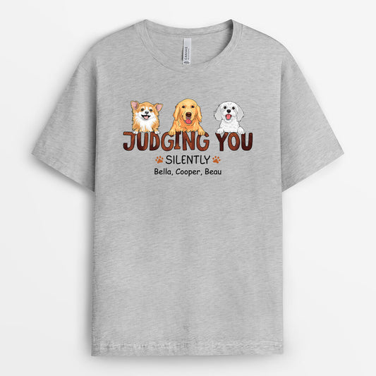 3390AUK2 judging you silently t shirt  personalised gifts for dog lover