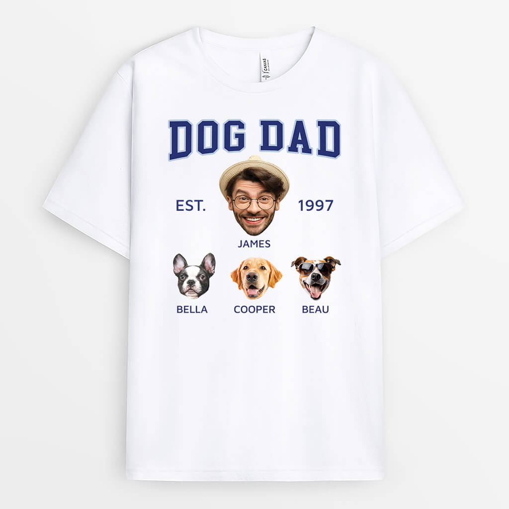 3393AUK1 dog dad est 1997 t shirt  personalised gifts for dog dad