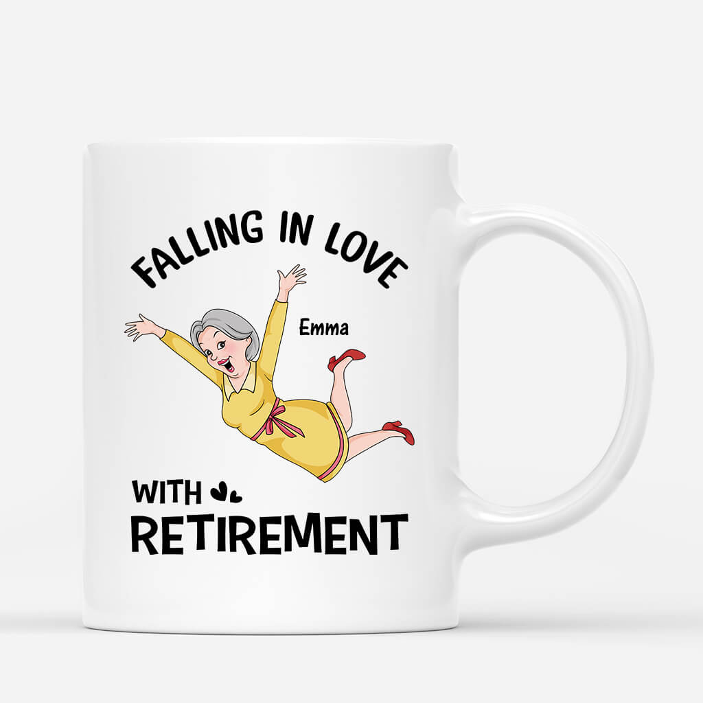 3399MUK1 falling in love with retirement mug  personalised gifts for women