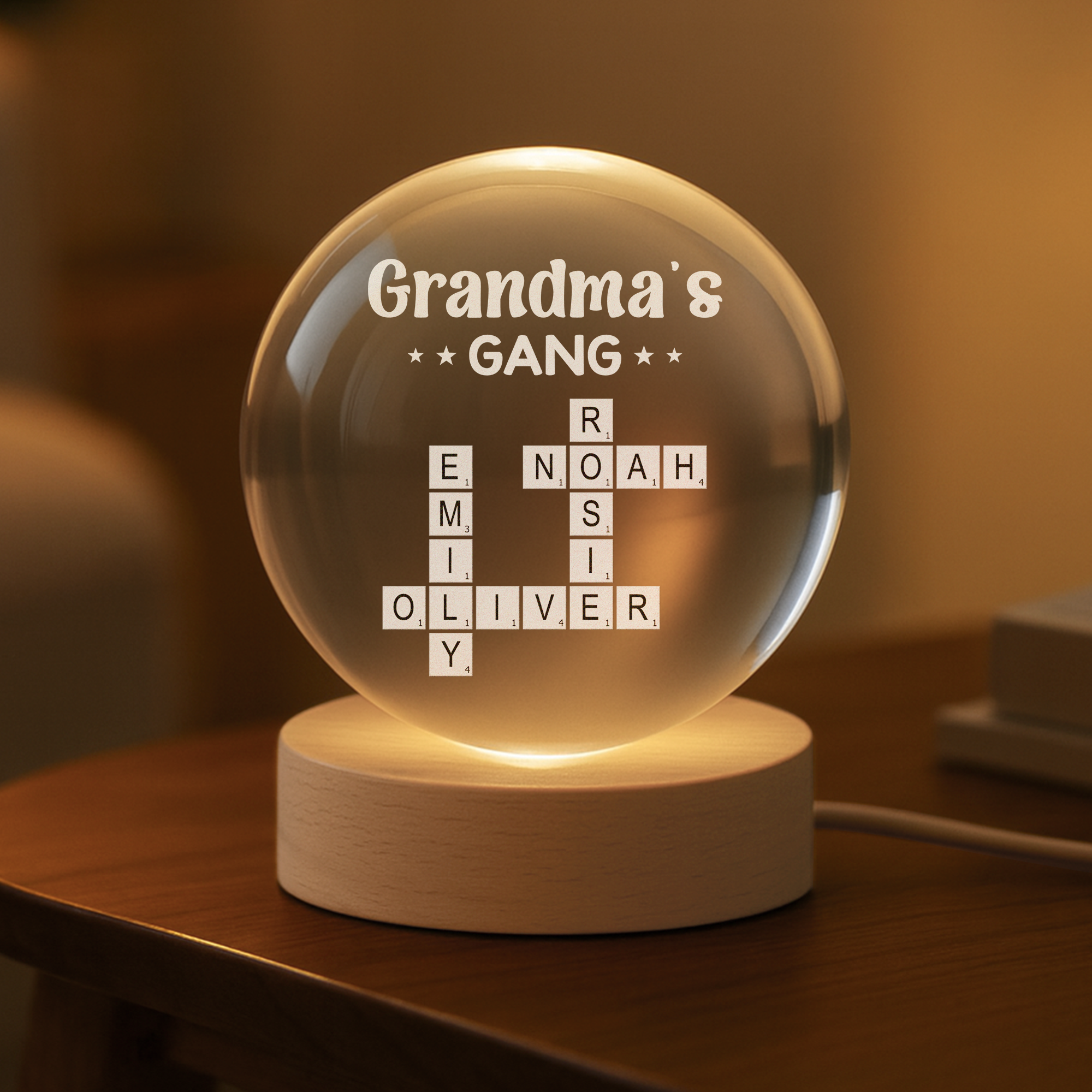 3402LUS1 crossword crystal ball lamp personalized gifts for grandmamom 3402lsf5i