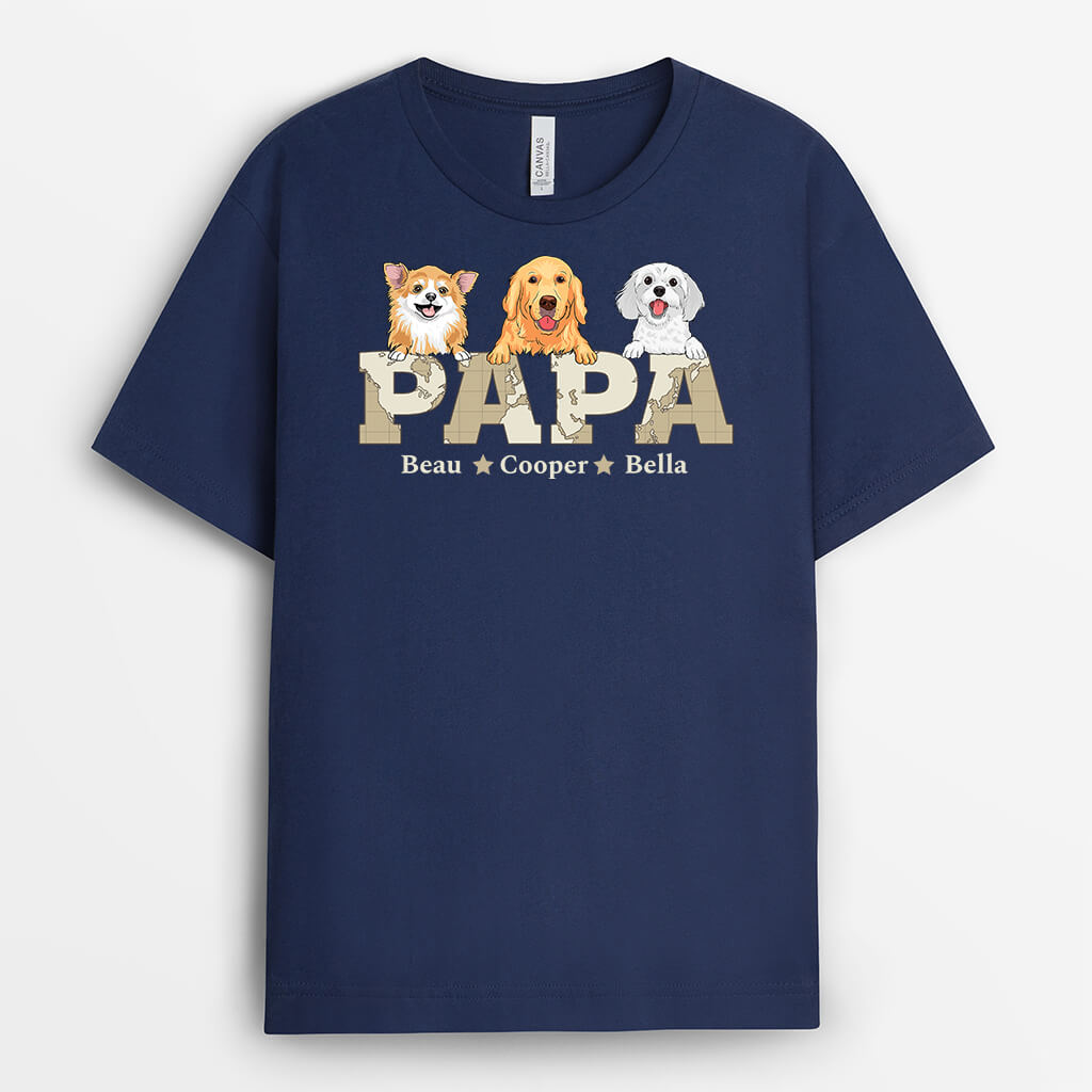 3410AUK1 papa dog themed t shirt  personalised gifts for dog dad