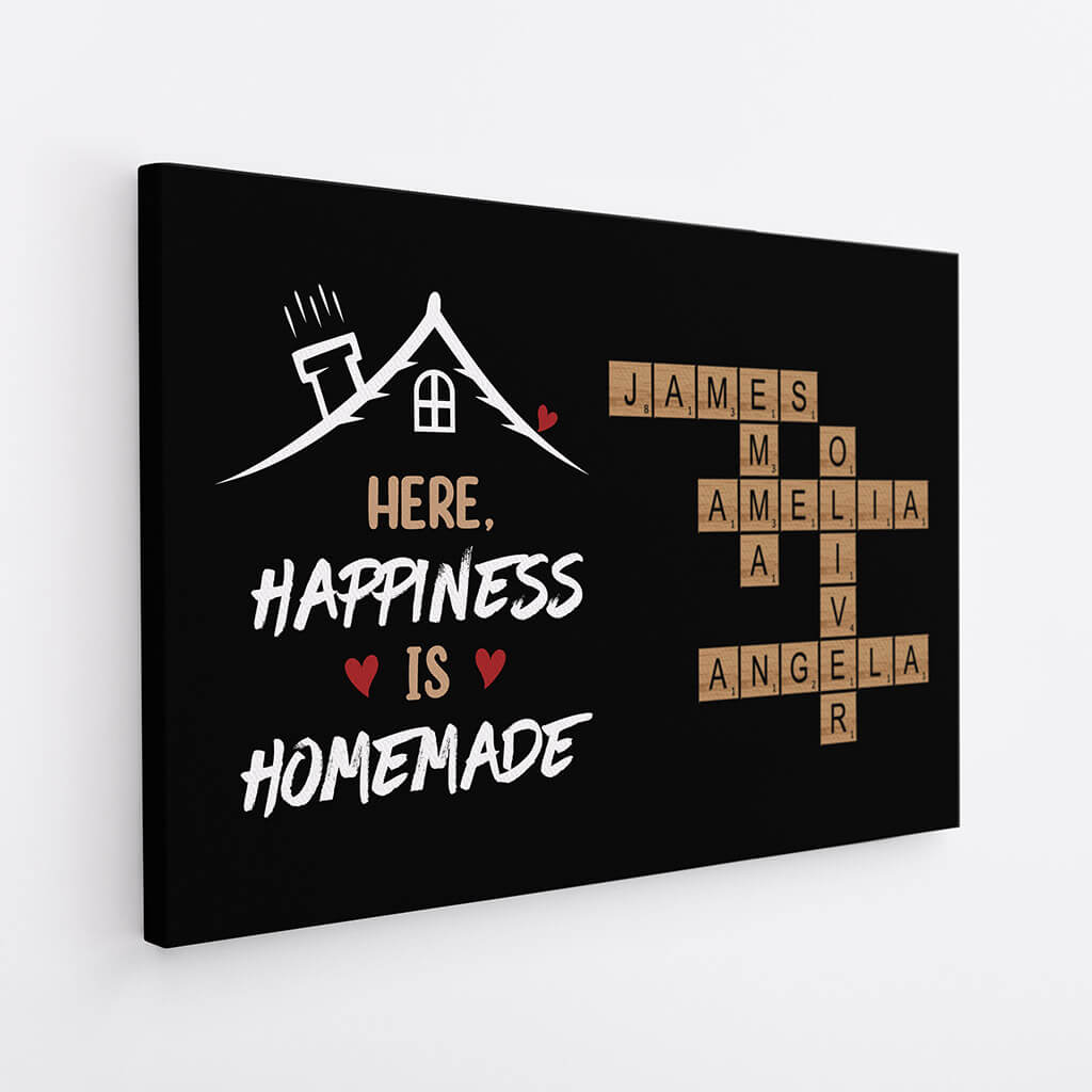 3429CUK2 here happiness is homemade crossword canvas  personalised family gifts