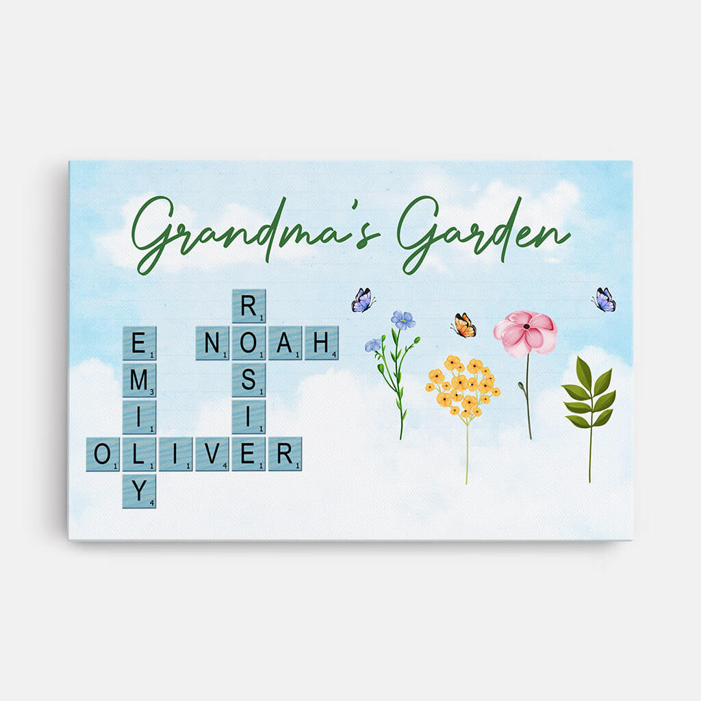 3439CUK1 grandmas garden crossword canvas  personalised gifts for grandma