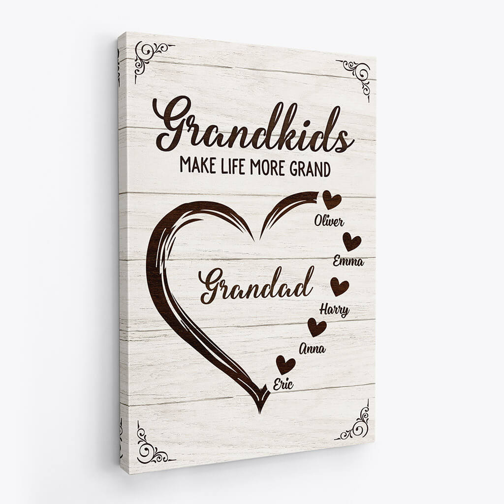 3443CUK2 heart grandkids make life more grand canvas  personalised gifts for grandparents