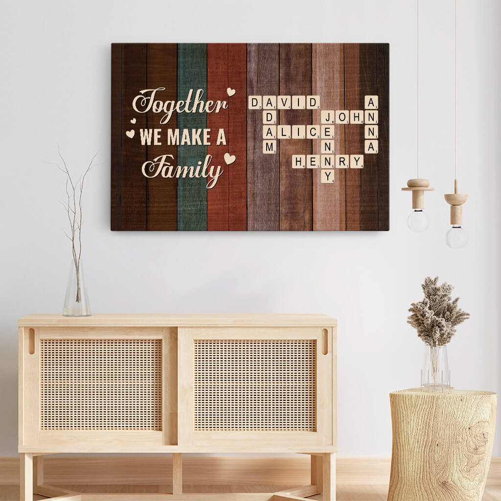 3444CUK3 wooden theme together we make a family canvas  personalised gifts for grandparents