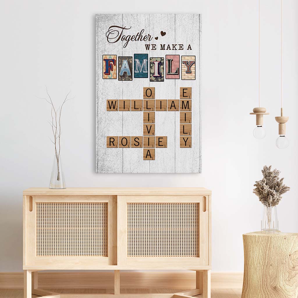 3445CUK3 vintage together we make a family canvas  personalised gifts for grandparents