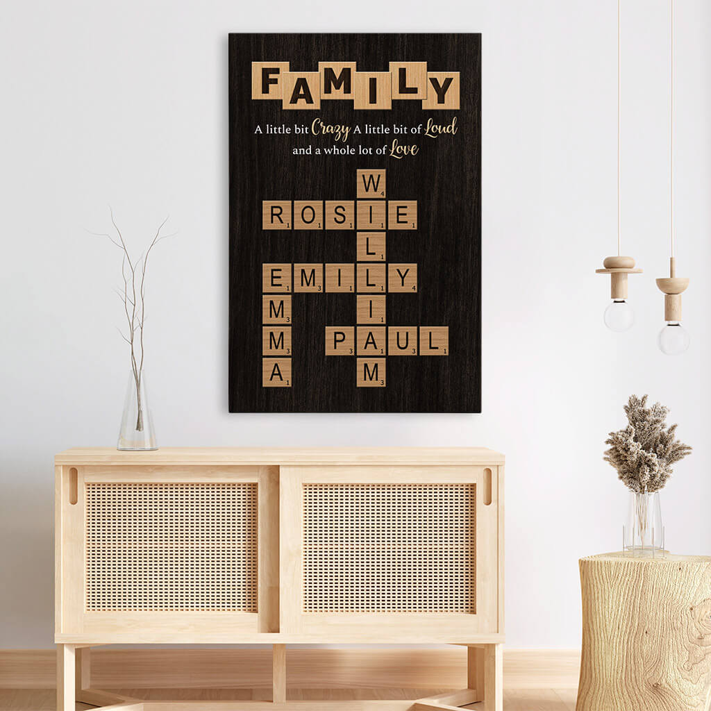 3446CUK3 crossword family canvas  personalised gifts for grandparents