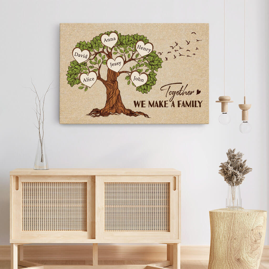 3447CUK3 together we make a family tree canvas  personalised gifts for grandparents