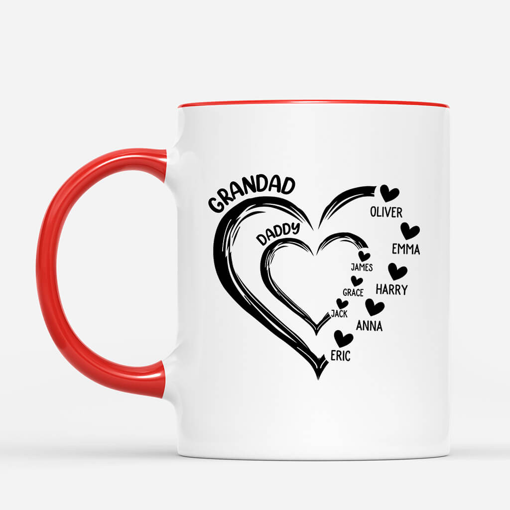 3451MUK2 grandad heart mug  personalised gifts for family