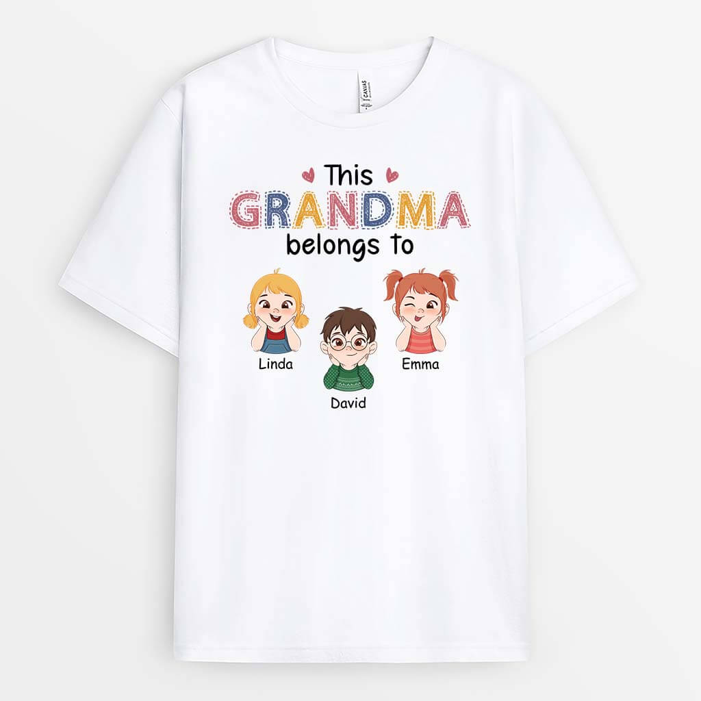 3452AUK1 colorful this grandma belongs to t shirt  personalised gifts for grandma