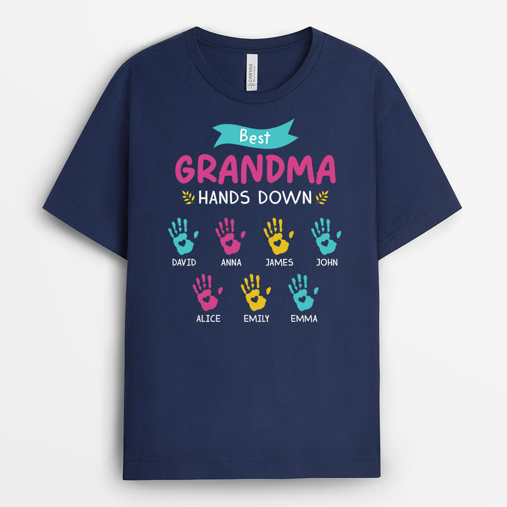3495AUK1 best grandma hands down t shirt  personalised gifts for grandma