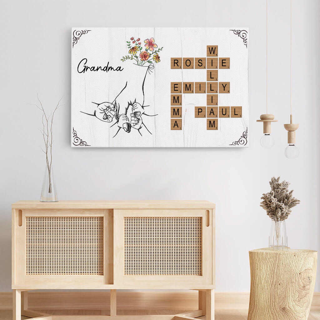 3504CUK3 retro crossword canvas  personalised gifts for grandma