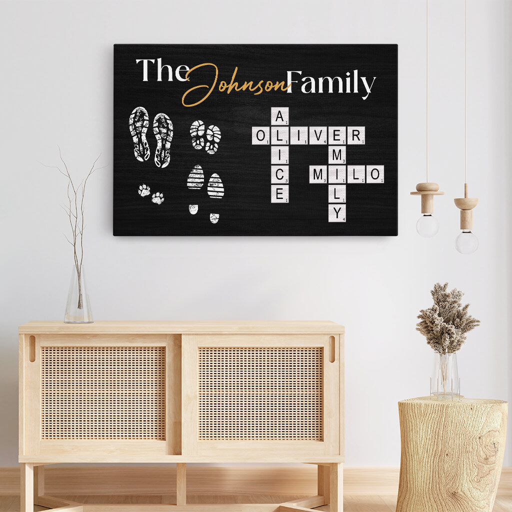 3514CUK3 personalised the family crossword canvas  customised for grandparents parents