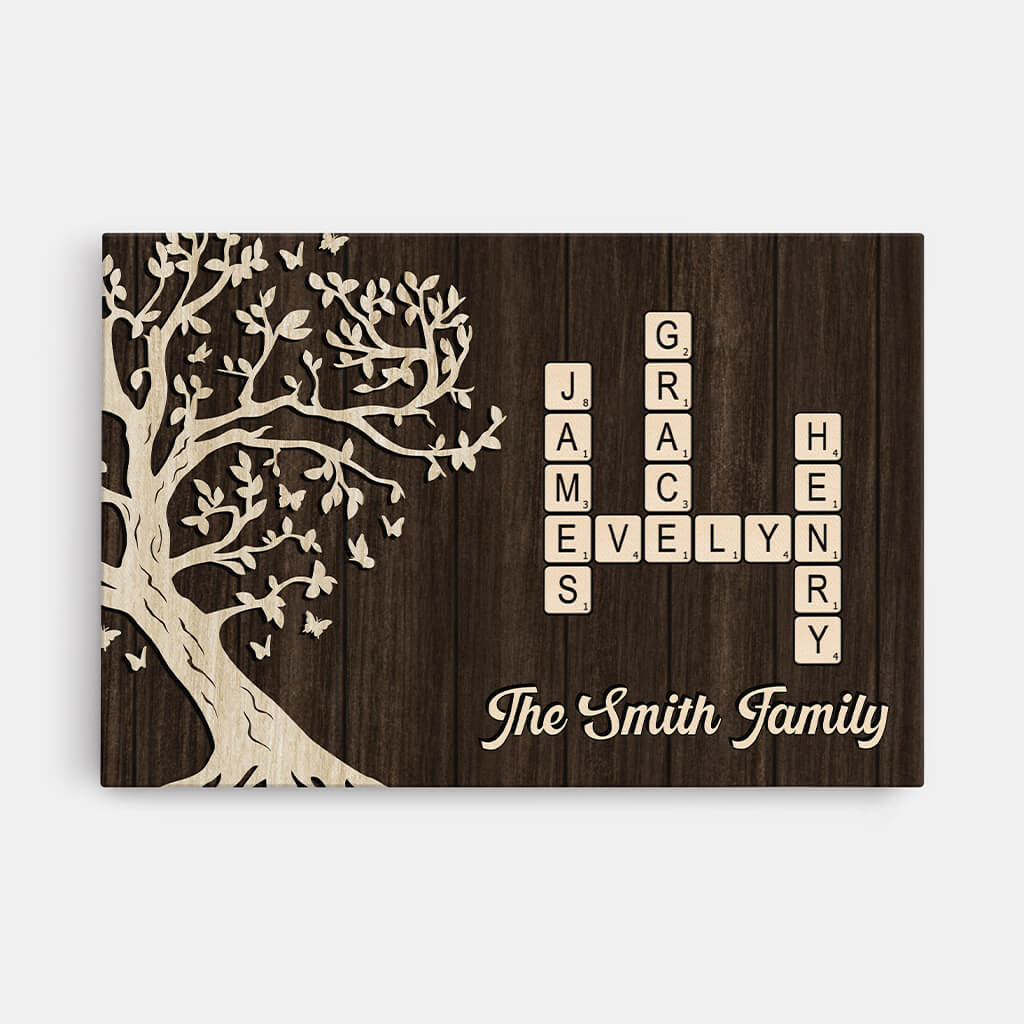 3522CUK1 the family with crossword design canvas  personalised presents for family