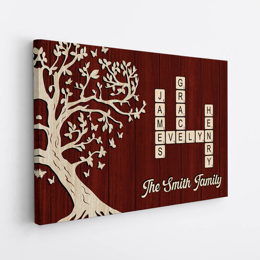 3522CUK2 the family with crossword design canvas  personalised presents for family