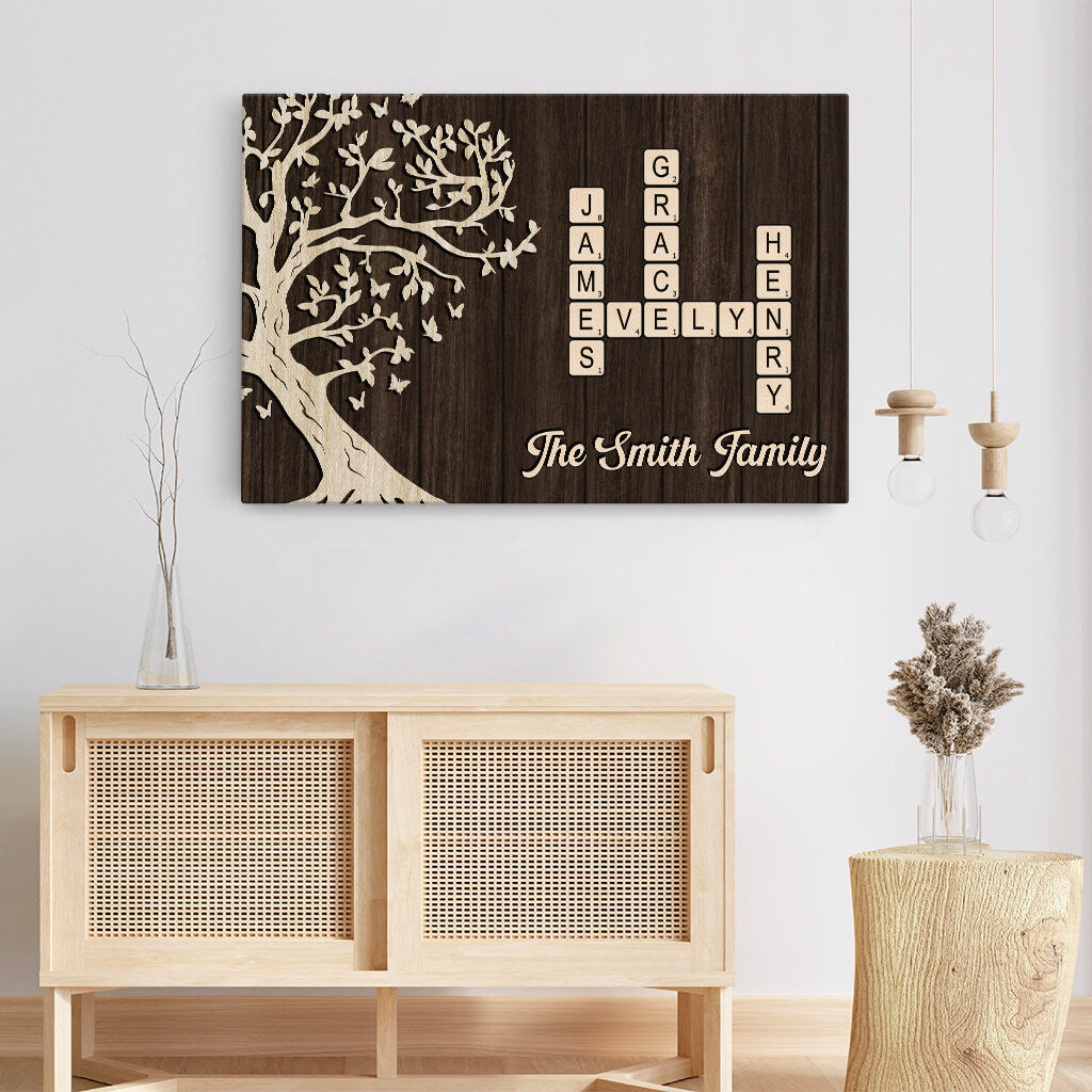 3522CUK3 the family with crossword design canvas  personalised presents for family