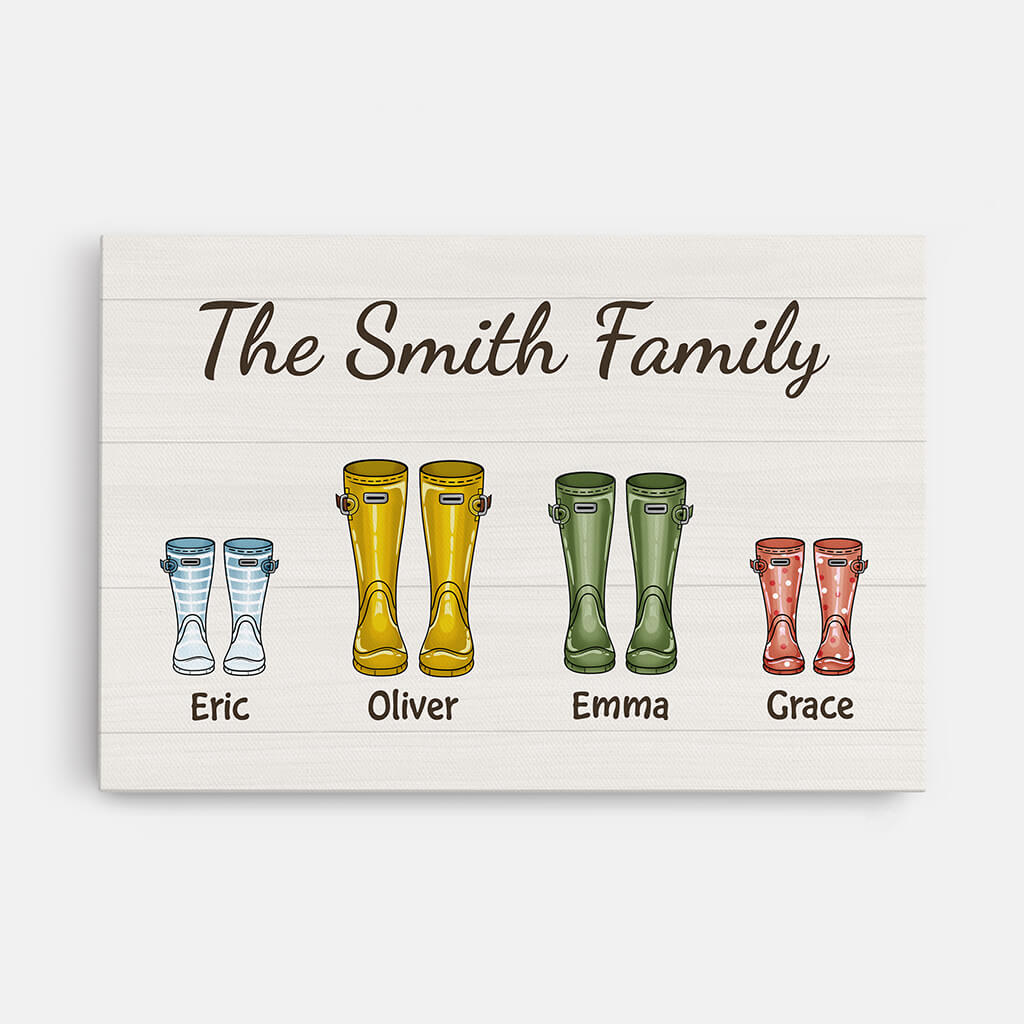 3523CUK1 the family with boots design canvas  customised gifts for family